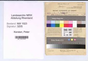 Entnazifizierung Peter Kersten , geb. 13.06.1902 (Schreiner)