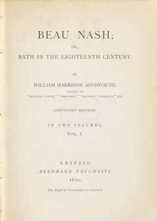 Beau Nash; or, Bath in the eighteenth century, 1
