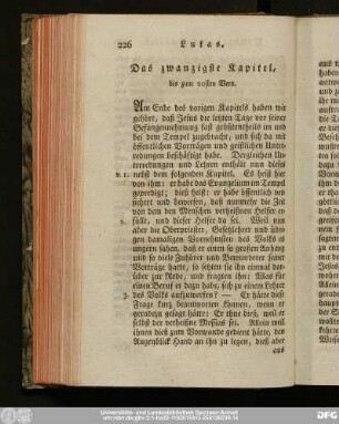 Das zwanzigste Kapitel, bis zum 20sten Vers.