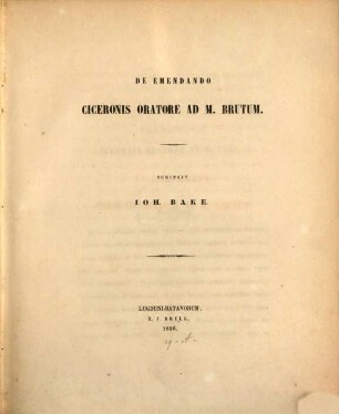 De emendando Ciceronis Oratore ad M. Brutum