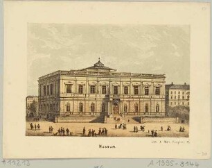 Das Bildermuseum auf der Südseite des Augustusplatz in Leipzig, erster Zustand von 1858-1880, Reihe Leipziger Ansichten von Adolph Werl