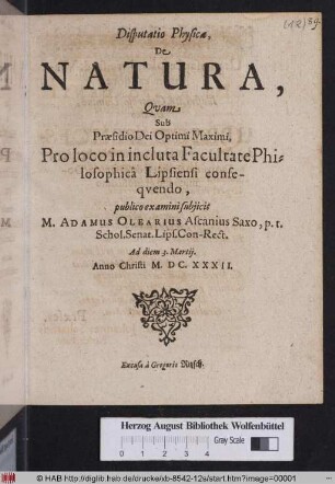 Disputatio Physica, De Natura