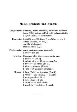 Masse, Gewichte und Münzen.
