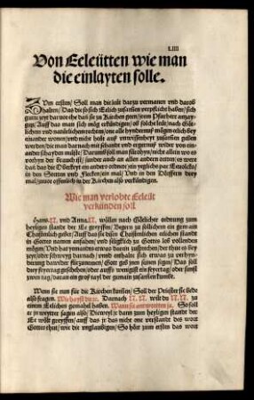 Von Eeleütten wie man die einlayten solle.