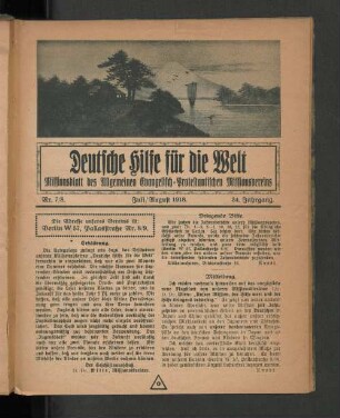 Nr. 7/8. Juli/August 1918. 34 Jahrgang