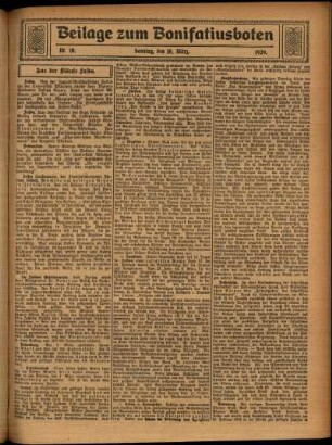 Zweite Ausgabe vom Sonntag, den 10. März 1929.