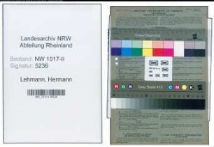 Entnazifizierung Hermann Lehmann , geb. 14.02.1893 (Lagerist)