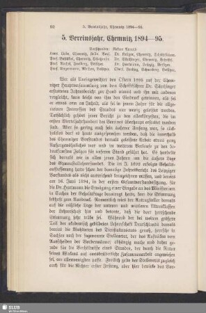 5. Vereinsjahr, Chemnitz 1894–95