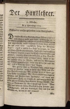 5. Woche, d. 4. Hornung 1775