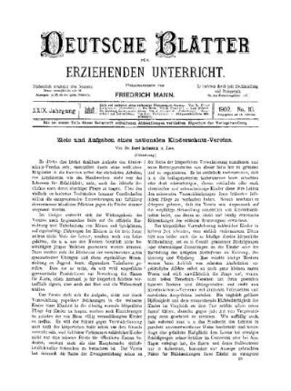 Ziele und Aufgaben eines nationalen Kinderschutz-Vereins : (Fortsetzung)