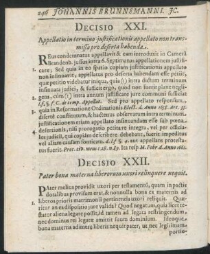 Decisio XXI - XL