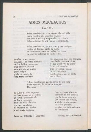 Adios Muchachos : Tango