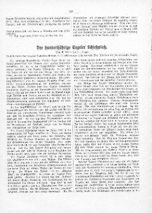 Der hundertjährige Tegeler Schießplatz