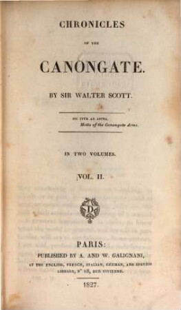 Chronicles of the Canongate : in two volumes, 2