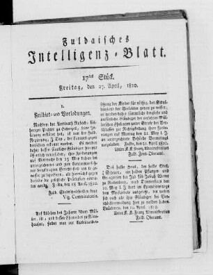 17tes Stück, Ausgabe vom 27. April 1810