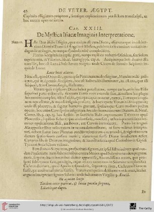 Cap. XXIII: De Mystica Isiacae Imaginis Interpretatione.