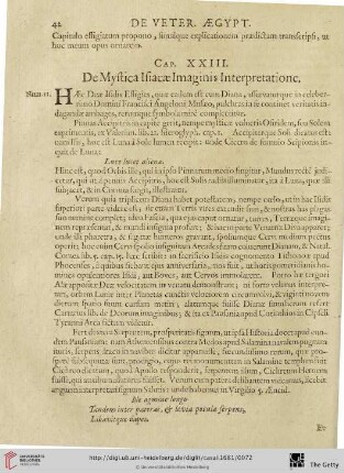Cap. XXIII: De Mystica Isiacae Imaginis Interpretatione.