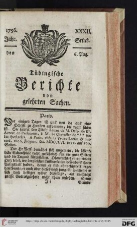 [XXXII.-XXXV. Stück] (August 1756)