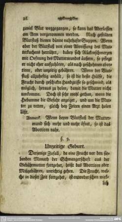 §. 9. Unzeitige Geburt