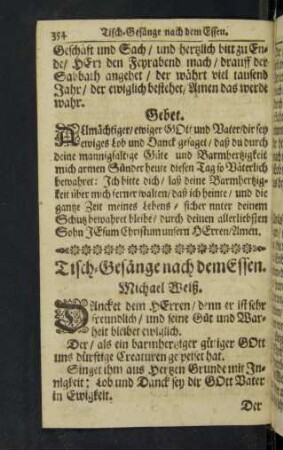Tisch-Gesänge nach dem Essen.