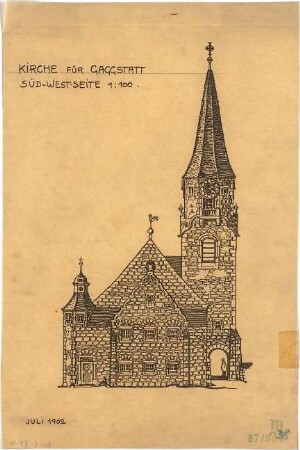 Fischer, Theodor; Gaggstatt; Ev. Kirche - Süd-Westseite (Ansicht)