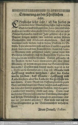 Erinnerung an den Christlichen Leser