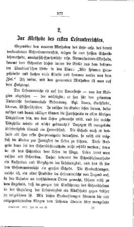Zur Methode des ersten Leseunterrichtes