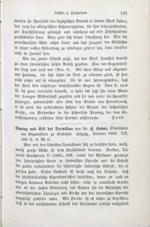 125-126 [Rezension] Hoppe, Heinrich, Syntax und Stil des Tertullian