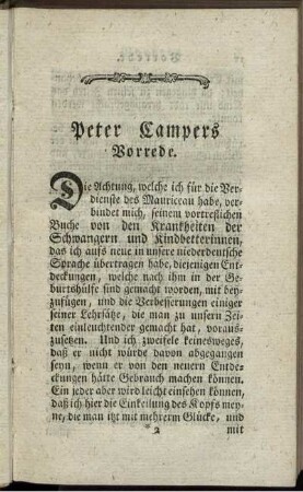 Peter Campers Vorrede