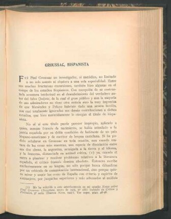 Groussac, hispanista