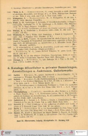 6. Kataloge öffentlicher und privater Sammlungen, Ausstellungen und Auktionen, Galeriewerke (Nr. 1951 - 2276)