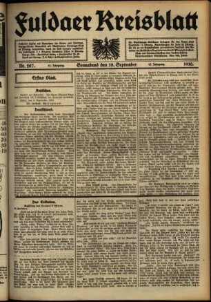 Erste Ausgabe vom Samstag, den 10. September 1910.