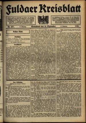 Erste Ausgabe vom Samstag, den 10. September 1910.