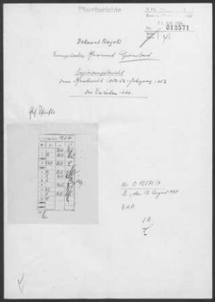 Grömbach-Wörnersberg mit Garrweiler: Visitationsbericht 1964, mit Ergänzungberich 1964 zum Pfarrbericht 1956