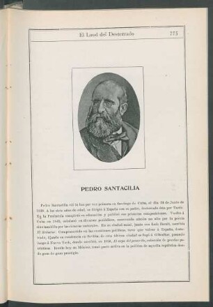 Pedro Santacilia [Palacios]. [Retrato y esbozo biográfico]