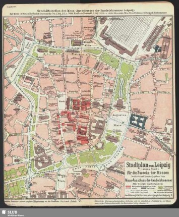 Stadtplan von Leipzig (innere Stadt) für die Zwecke der Messen