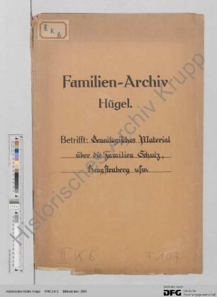 Genealogisches Material zu den Familien Schulz und Hengstenberg