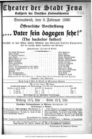 "... Vater sein dagegen sehr!" (The bachelor father)