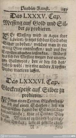 Das LXXXV. Cap. Messing auf Gold und Silber zu probieren.
