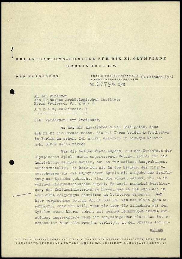 T. Lewald an G. Karo | Digitalisierung: Deutsches Archäologisches Institut, Athen, Archiv