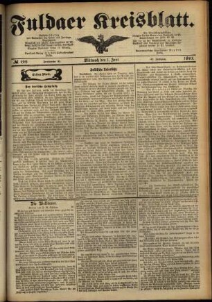 Erste Ausgabe vom Mittwoch, den 01. Juni 1910.