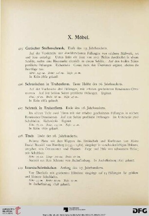 X. Möbel (Nr. 425-433)