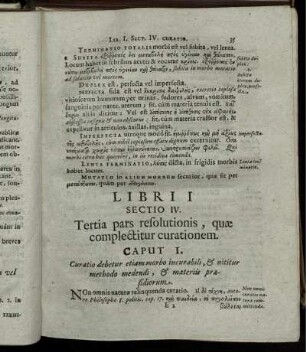 Sectio IV. Terta pars resolutionis, quae complectitur curationem