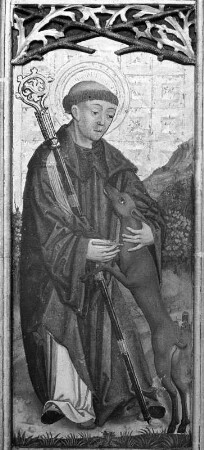 Flügelaltar : Flügelaltar. Flügel mit Heiligem Iwan von Böhmen. Holz, geschnitzt, gefaßt, bemalt (1517; P. Peitsch). Anras-Ried, Filialkirche Zum Heiligen Geist