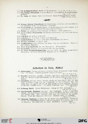 Arbeiten in Holz, Möbel (Nr. 1030-1085)