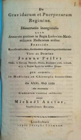 De gravidarum et puerperarum regimine