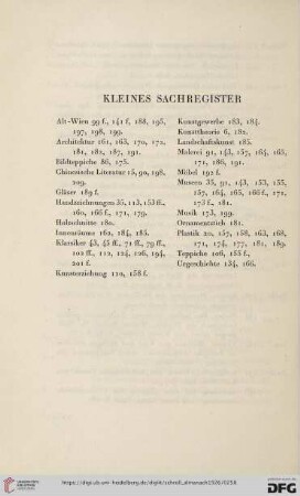 Kleines Sachregister