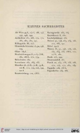 Kleines Sachregister