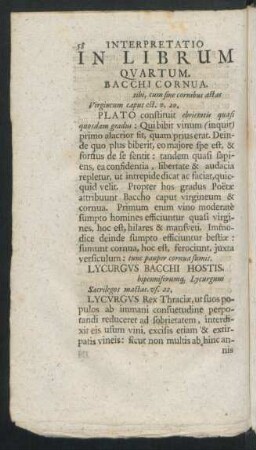 In Librum Quartum. Bacchi Cornua.