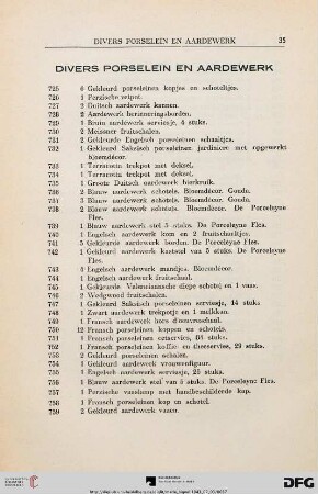 Divers Porselein en Aardewerk (Nr. 725-793)